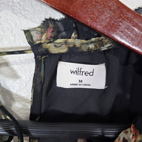 Aritzia WILFRED Lemare Black Floral‎ Chiffon Ruffle Mini Peasant Dress Size M - Picture 8 of 14